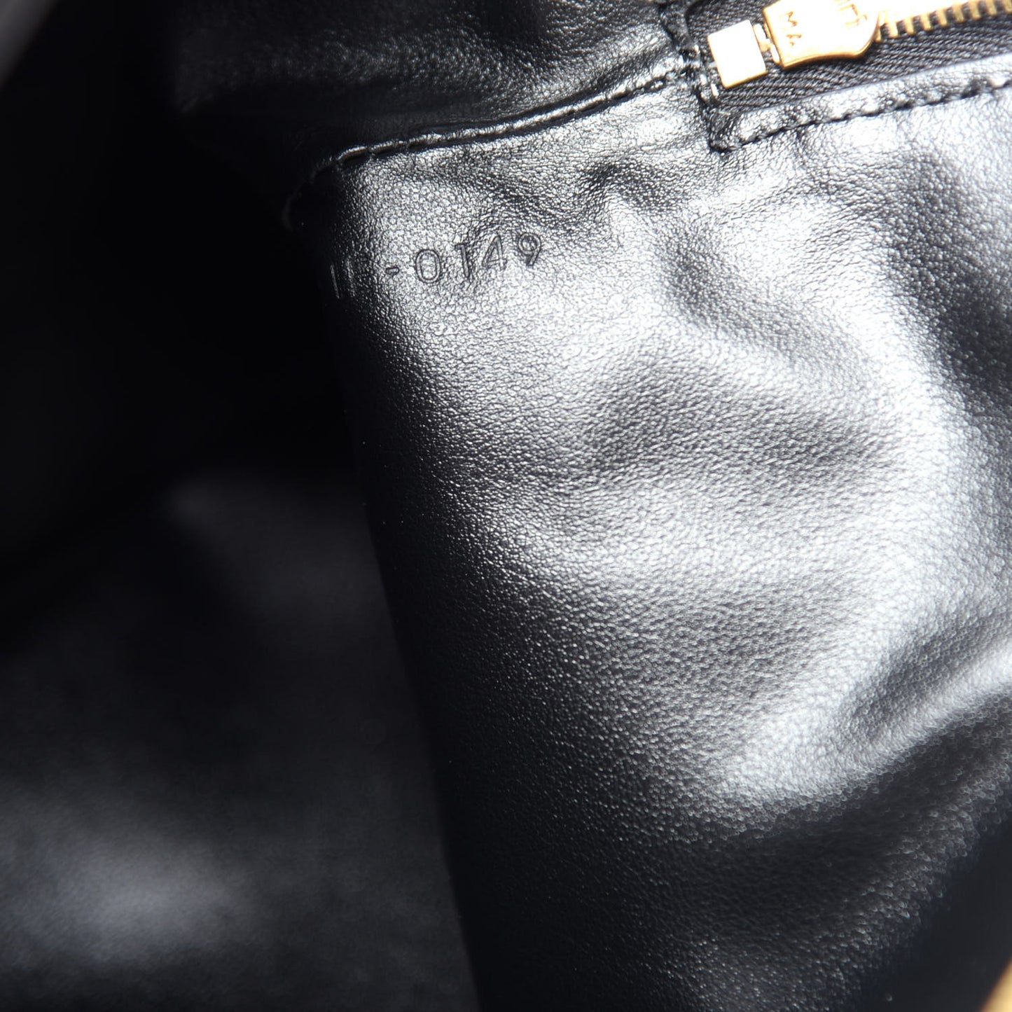 Calfskin Quilted C Charm Pouch Black