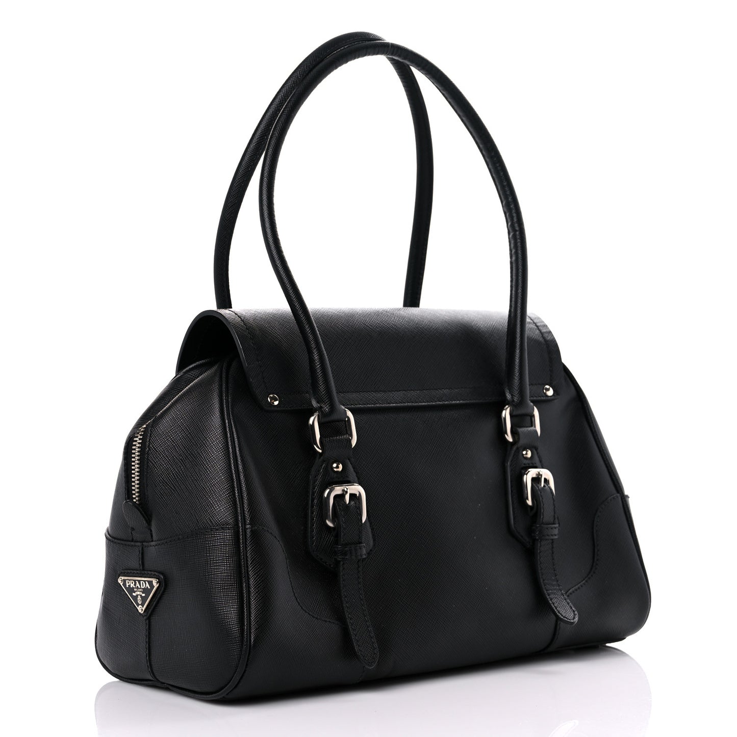 Saffiano Pushlock Satchel Black