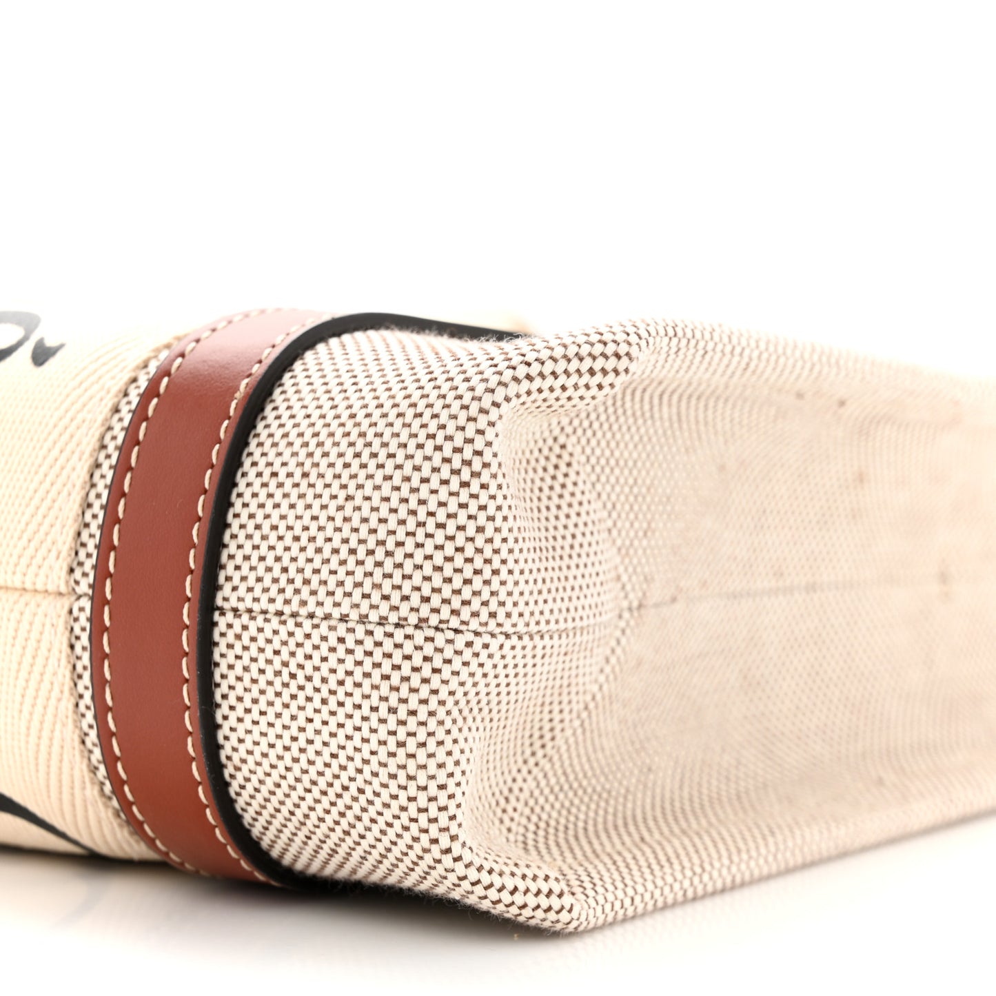 Cotton Calfskin Small Woody Ribbon Tote With Strap White Brown