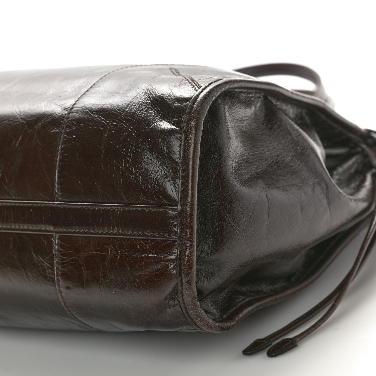 Prada Shiny Nappa Large Shoulder Bag Dark Brown 9 of 9