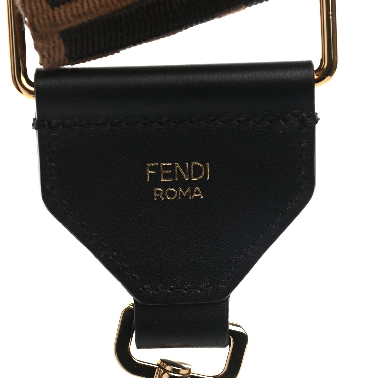 Ribbon Vitello Seta FF 1974 Adjustable Strap You Fango Marrone Black
