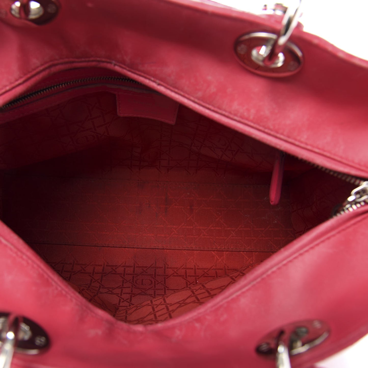 Lambskin Cannage Large Lady Dior Fuchsia