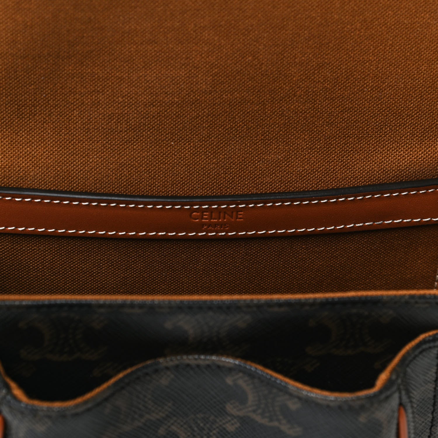 Celine Triomphe Canvas Medium Folco Bag Tan 6 of 11