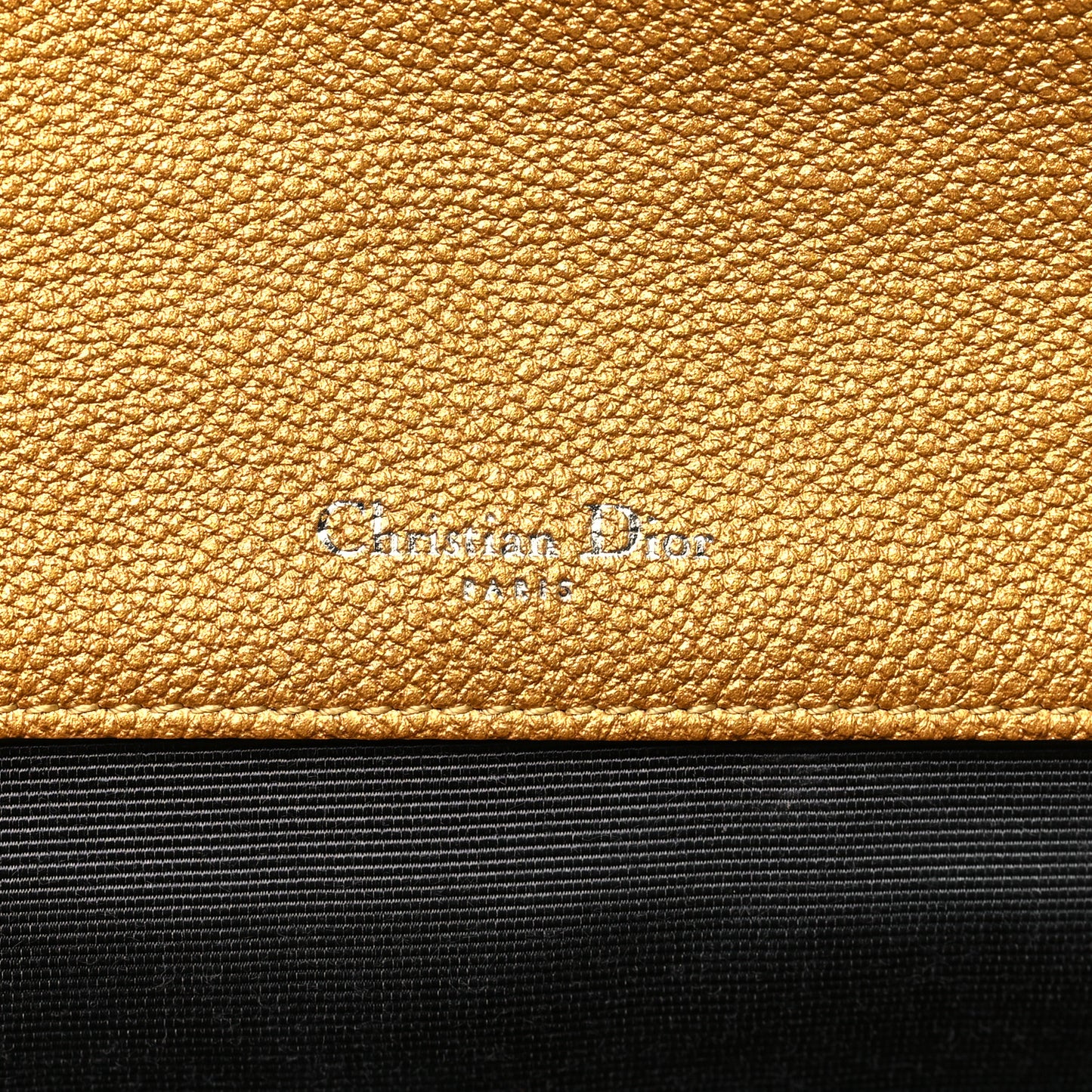 Metallic Grained Calfskin Diorama Satchel Gold