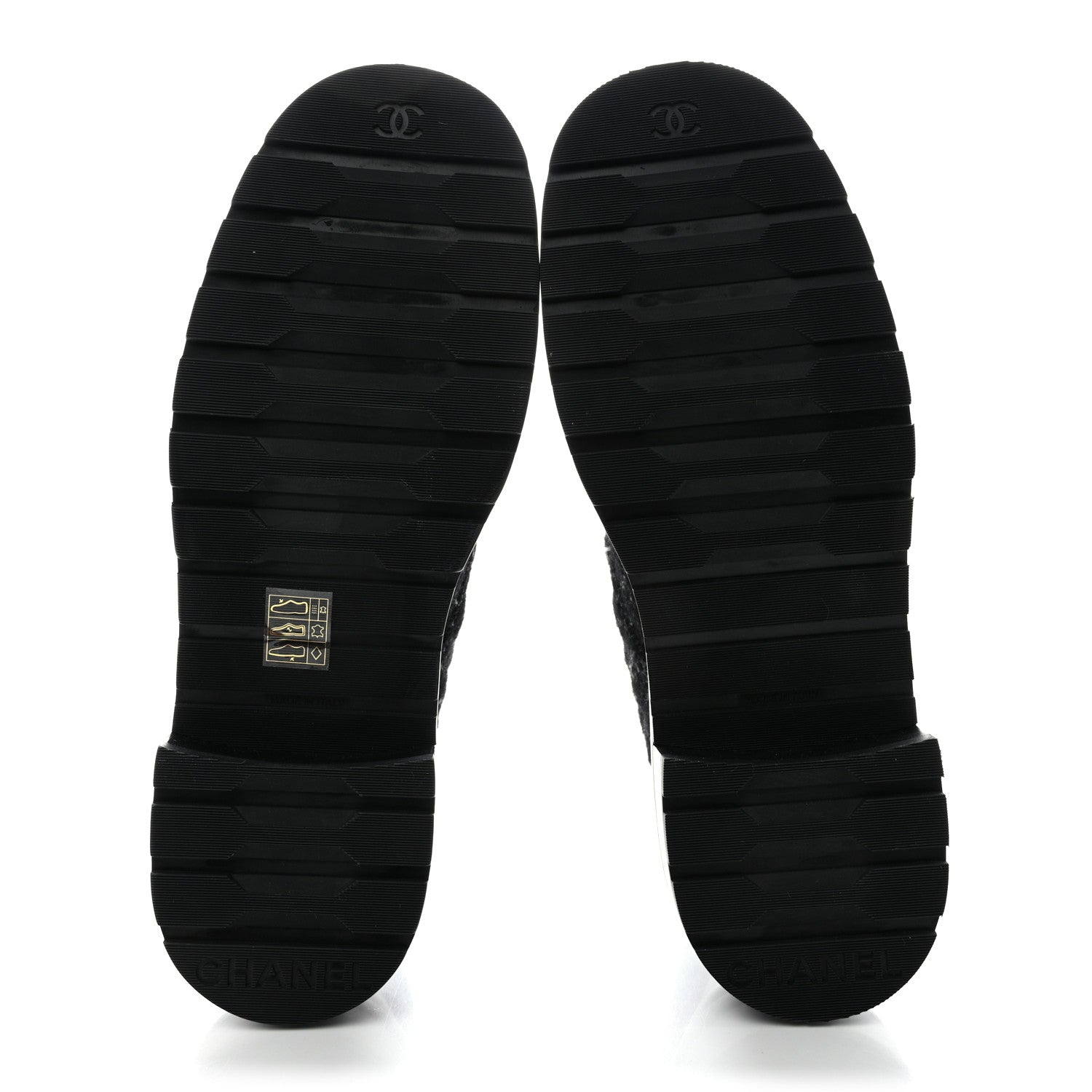 Chanel Tweed Lambskin Quilted Lace Up Combat Boots 41 Black Grey 5 of 9