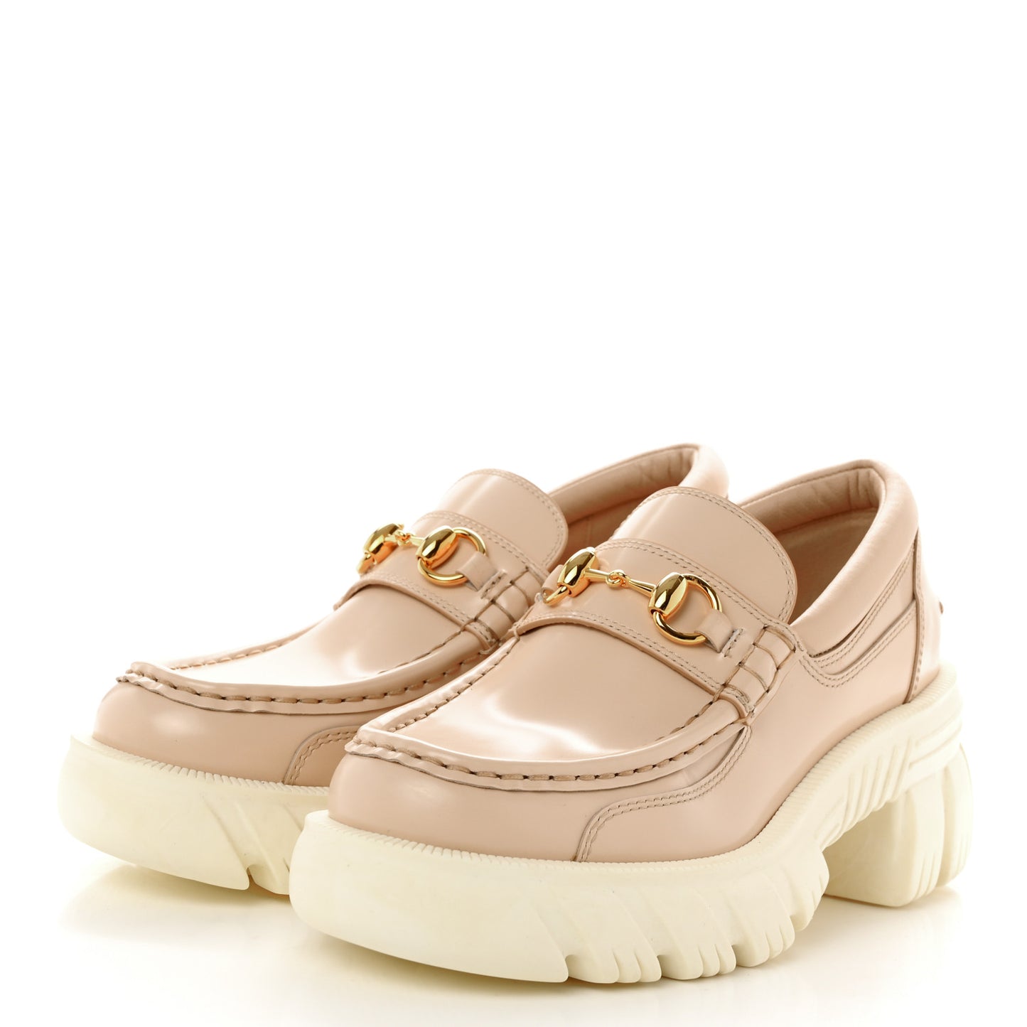 Magnum Calfskin Nappa Samoa Womens Horsebit Platform Chunky Lug Sole 40mm Loafers 35.5 Skin Rose