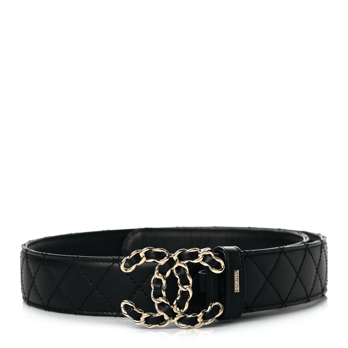 Lambskin Quilted CC Chain Belt 75 30 Black
