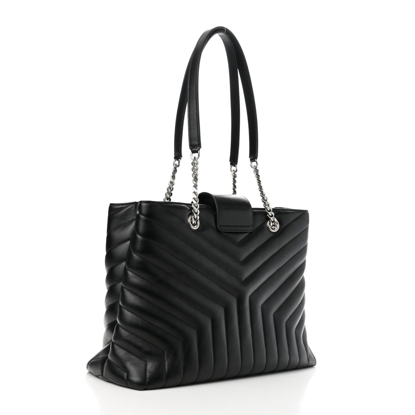 Calfskin Y Quilted Monogram Large Loulou Shopper Black