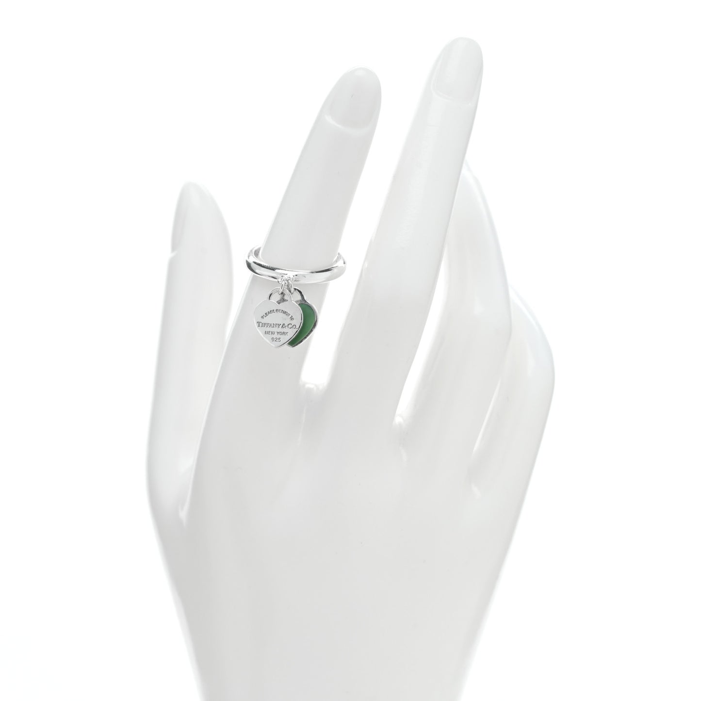 Sterling Silver Enamel Return to Tiffany Double Heart Ring 52 6 Blue