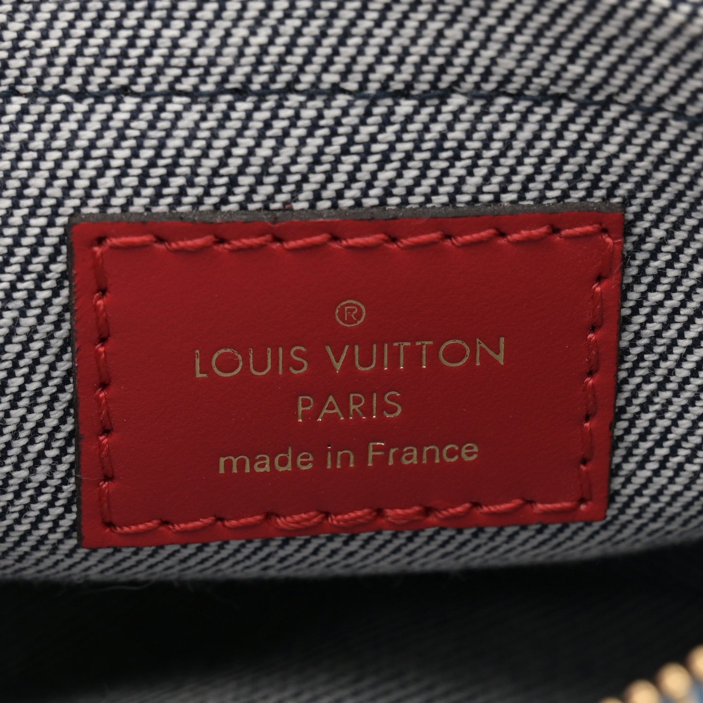 Denim Damier Monogram Patchwork Multi Pochette Accessories Blue Rouge