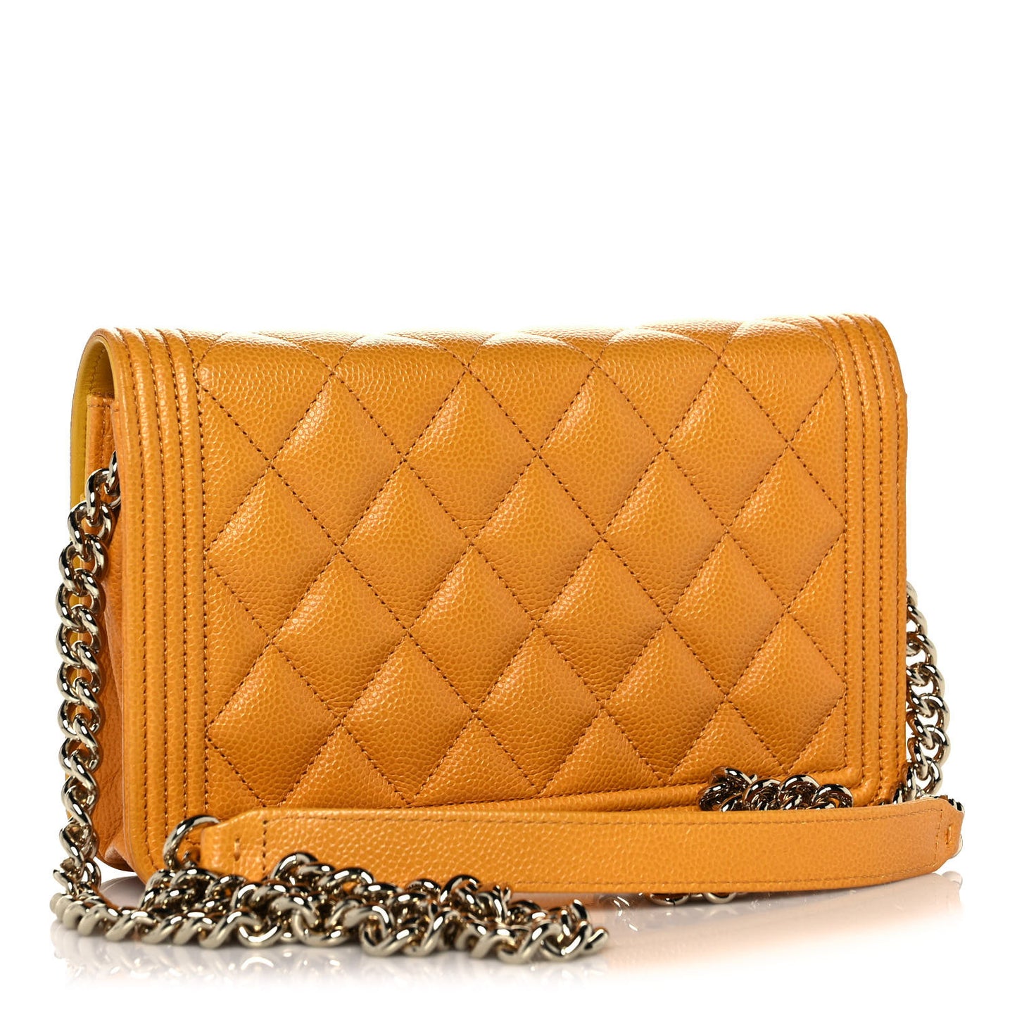 Caviar Quilted Boy Wallet On Chain WOC Yellow