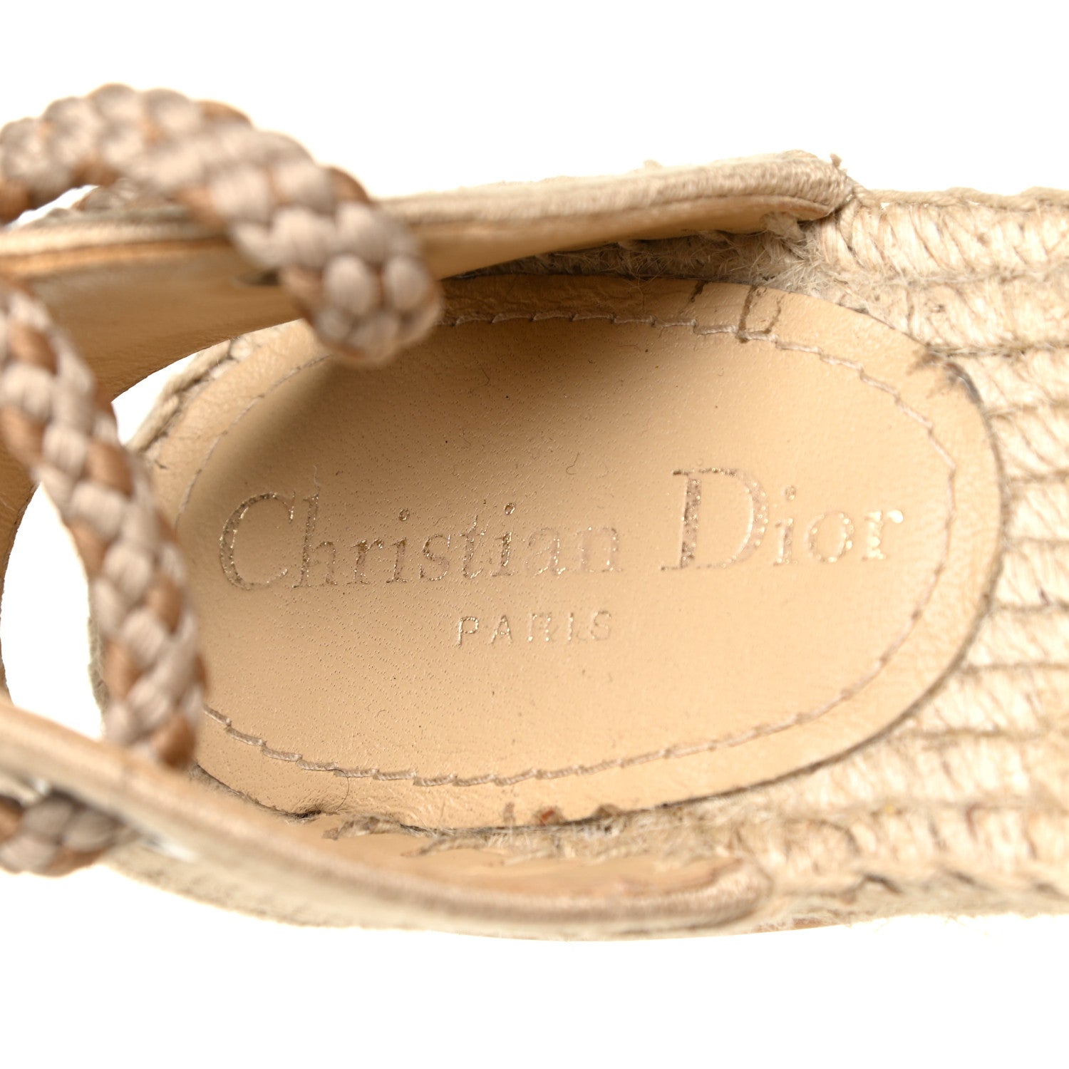 Christian Dior Canvas Embroidered Granville Ankle Tie Espadrille Flat Sandals 36 Cream 9 of 10