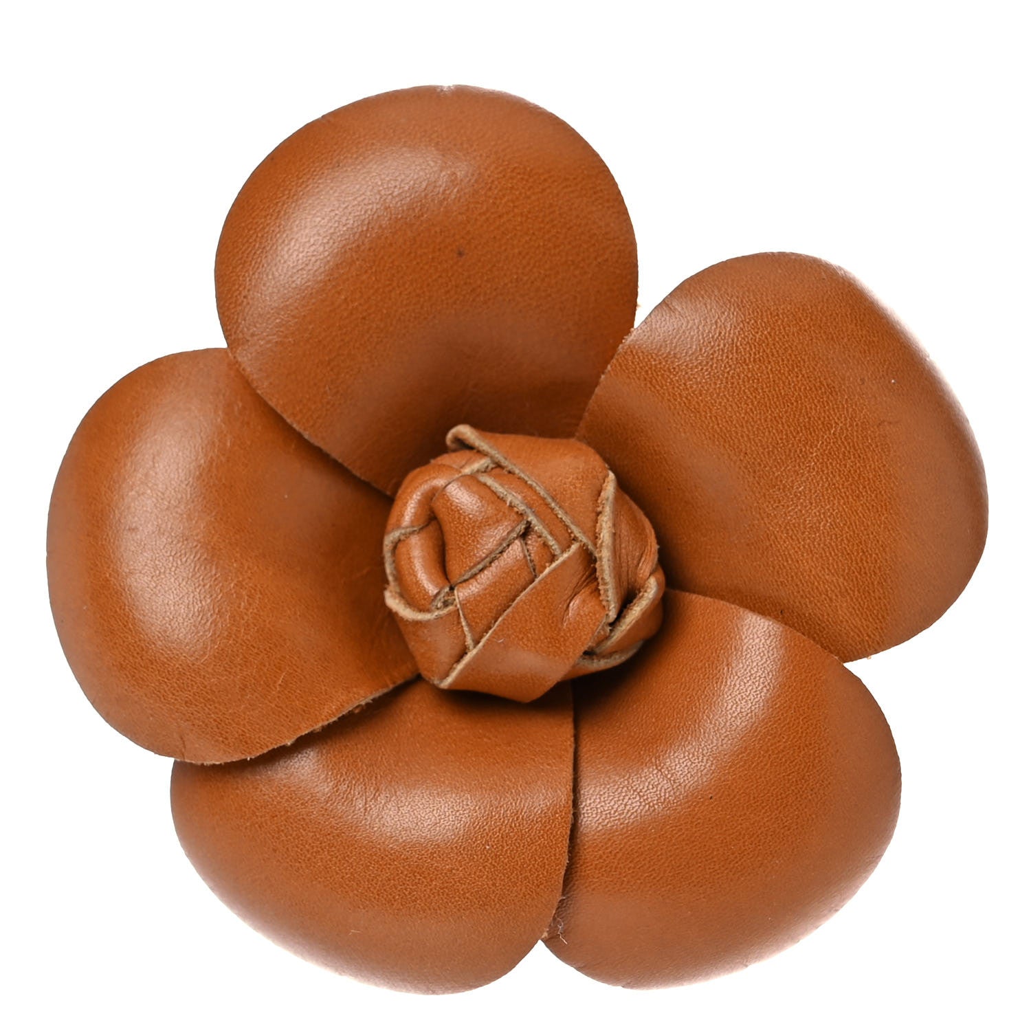 Chanel Lambskin Camellia Brooch Brown 1 of 4