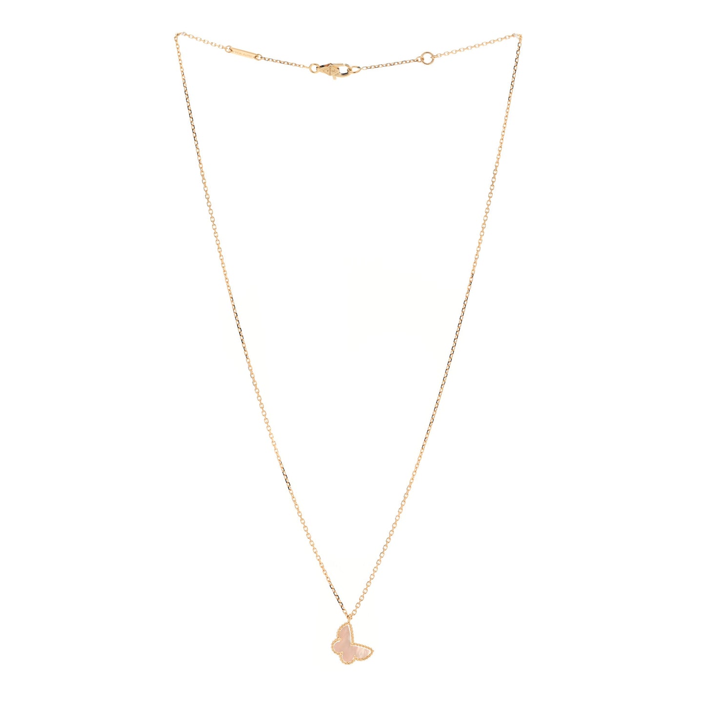 18K Yellow Gold Mother of Pearl Sweet Alhambra Butterfly Pendant Necklace