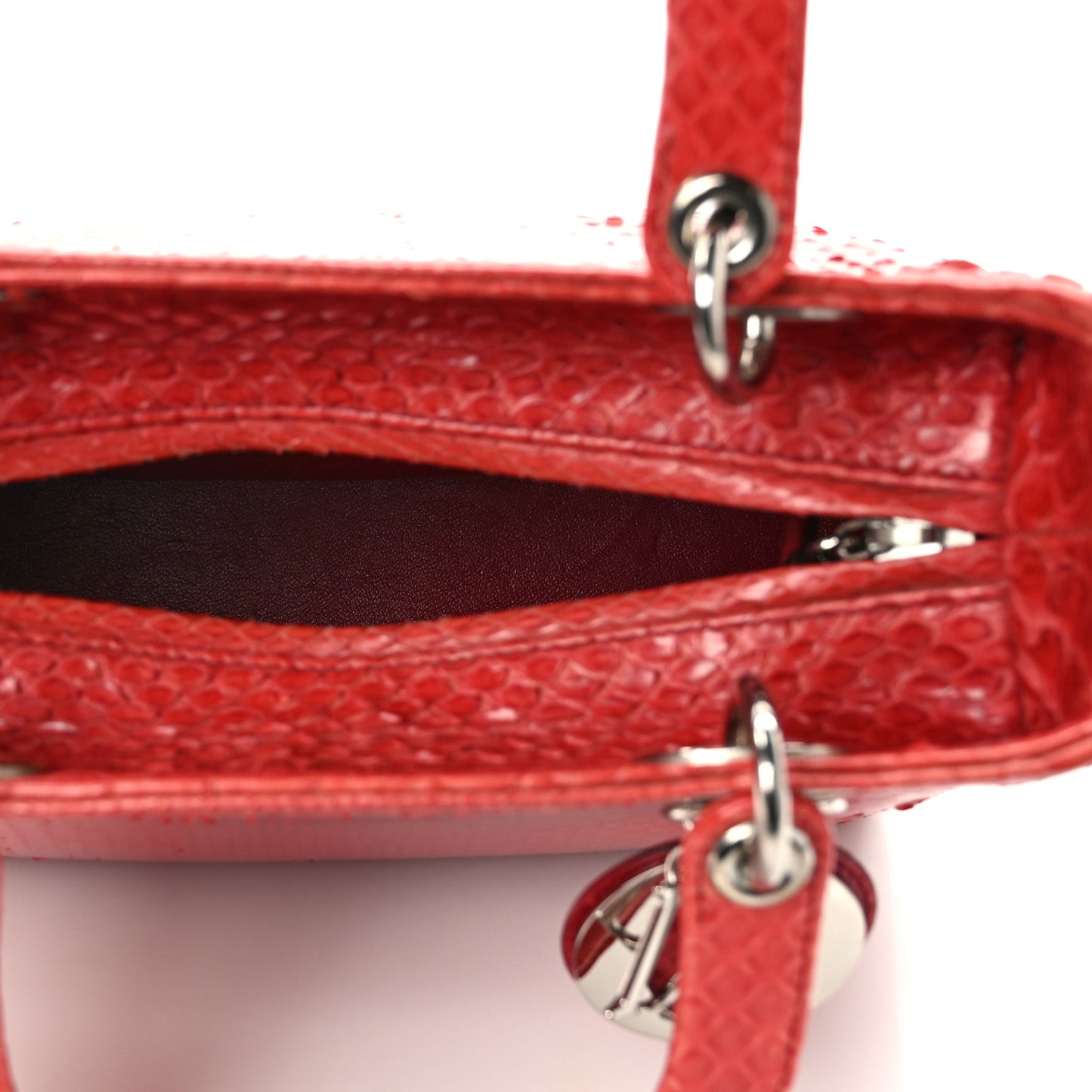 Snakeskin Medium Lady Dior Red