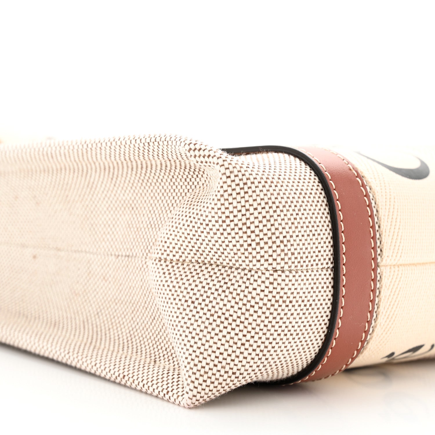 Chloe Cotton Calfskin Small Woody Ribbon Tote With Strap White Brown 10 of 10