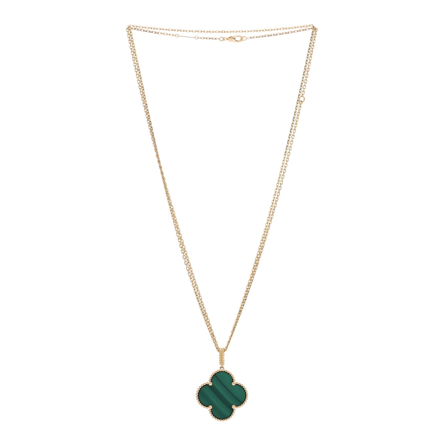 18K Yellow Gold Malachite Magic Alhambra Pendant Necklace