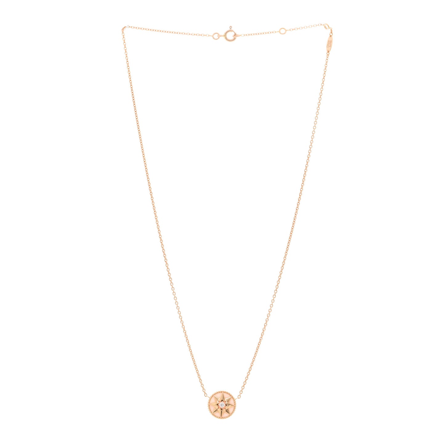 18K Rose Gold Diamond Pink Opal Rose Des Vents Necklace