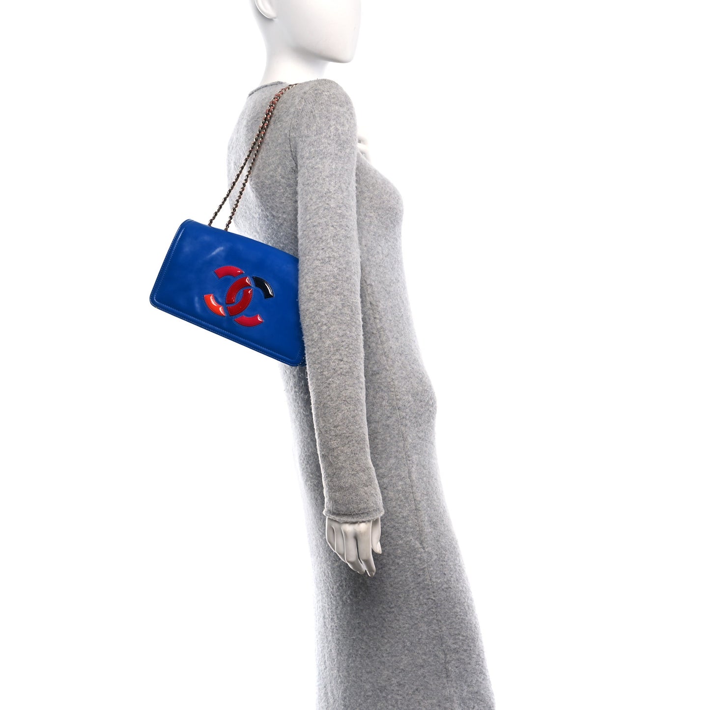 Vinyl Small Lipstick Flap Bag Blue Multicolor