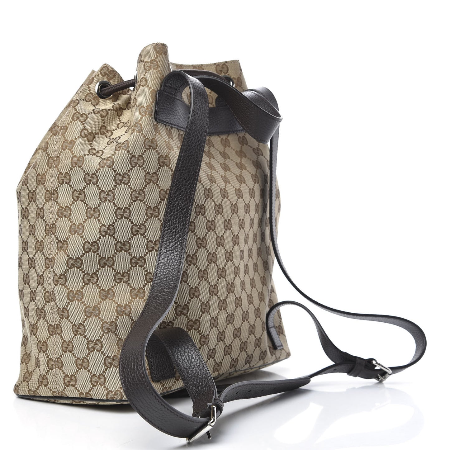 Monogram Dollar Calfskin O Drawstring Backpack Beige Ebony Testa di Moro Dark Chocolate