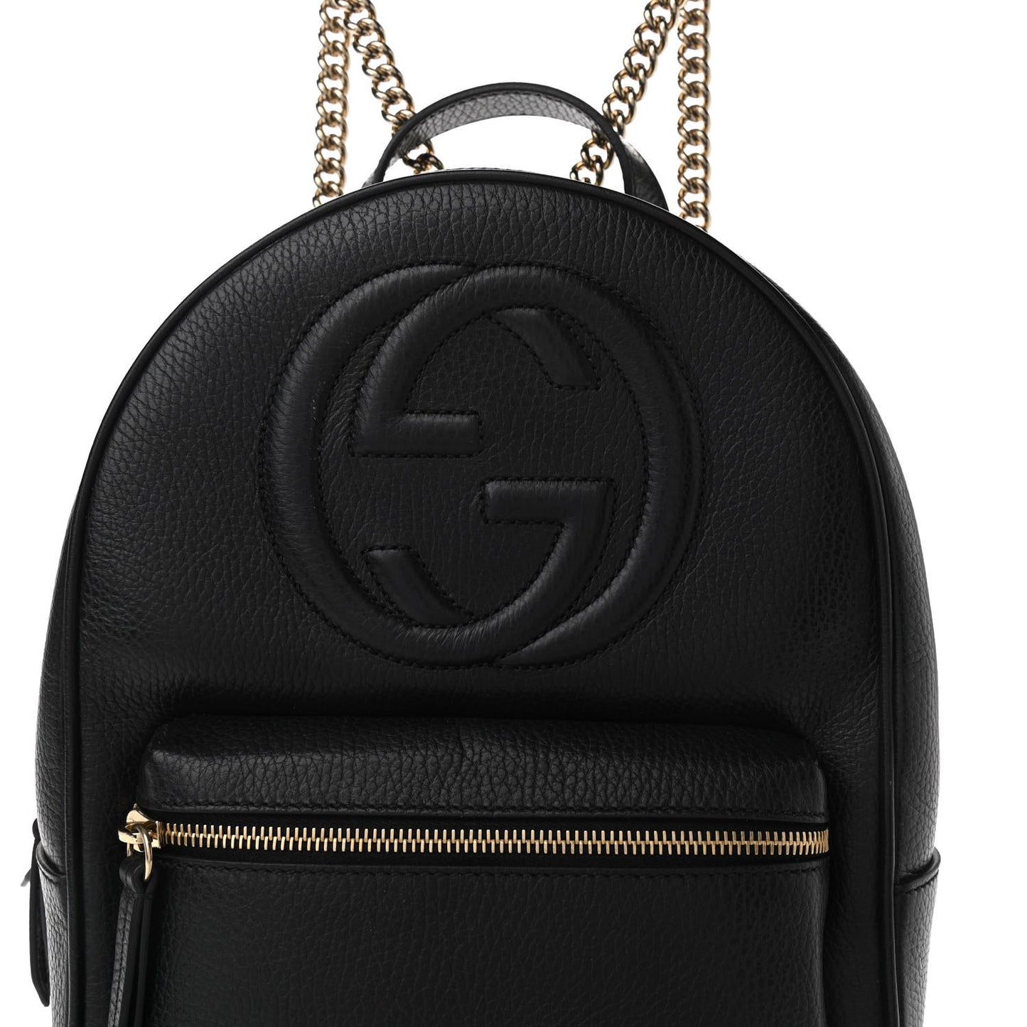 Pebbled Calfskin Soho Chain Backpack Black