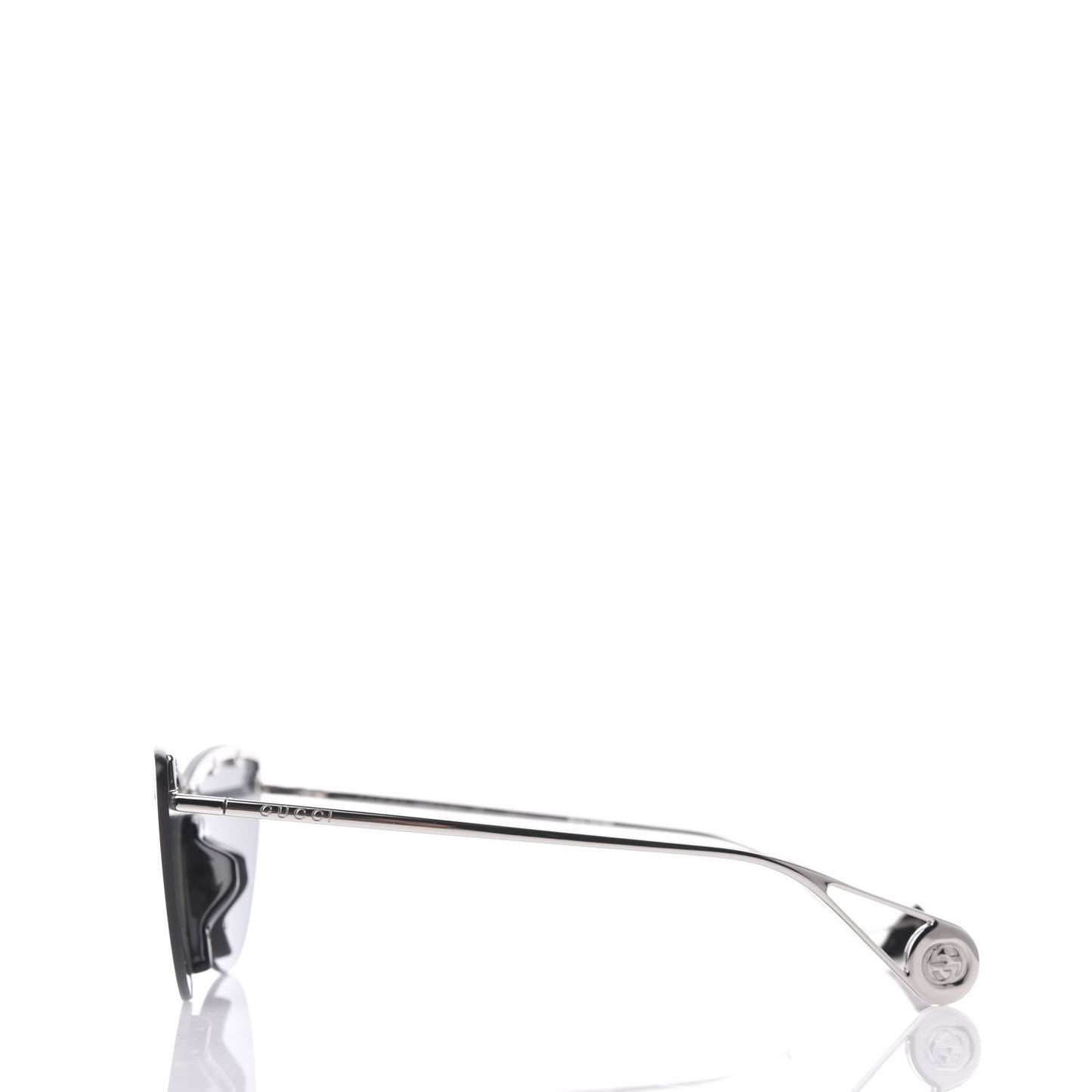 Metal Rimless Star Studded 90mm Cat Eye GG0666S Sunglasses Mirror Silver