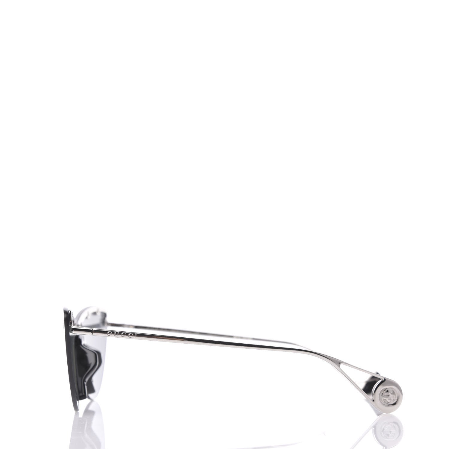 Gucci Metal Rimless Star Studded 90mm Cat Eye GG0666S Sunglasses Mirror Silver 3 of 8