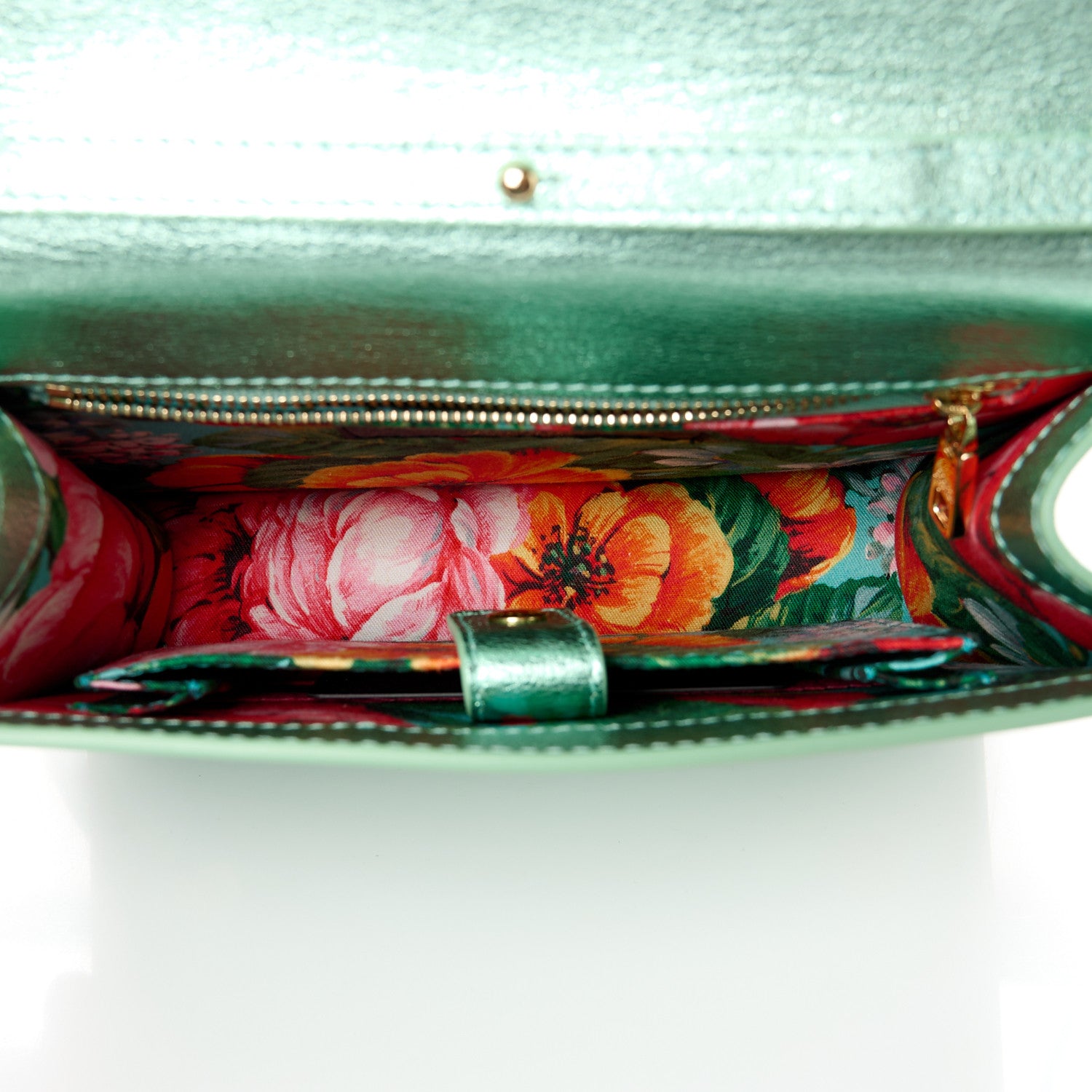 Dolce & Gabbana Metallic Calfskin DG Logo Flap Crossbody Bag Green 5 of 9