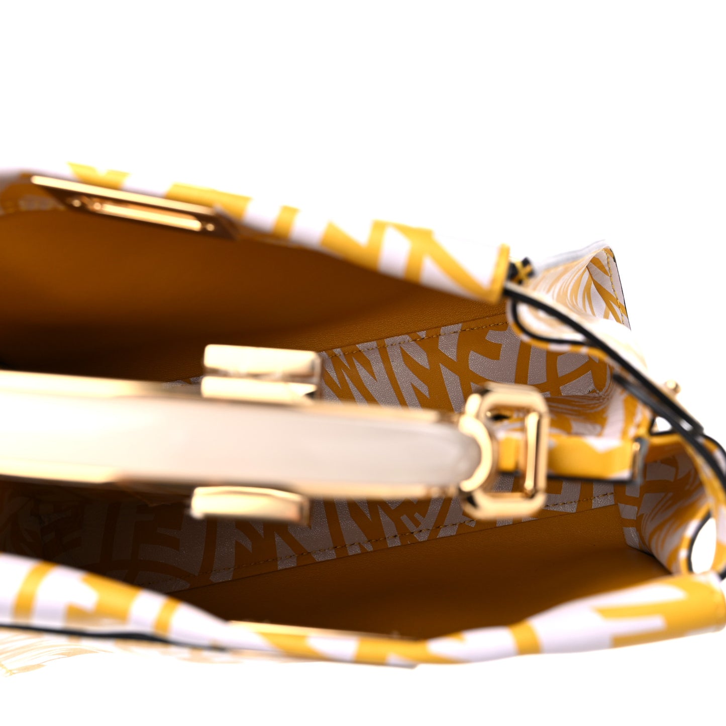 X SARAH COLEMAN Vitello Liberty Shiny Nappa Plexiglass FF Vertigo Mini Peekaboo Iconic Satchel Mimosa White