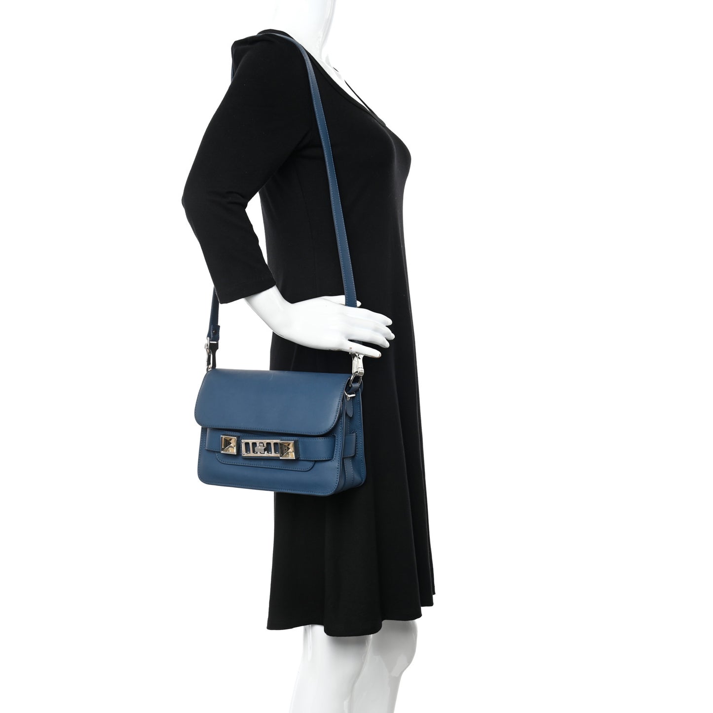 Calfskin Mini PS11 Classic Shoulder Bag Dark Teal