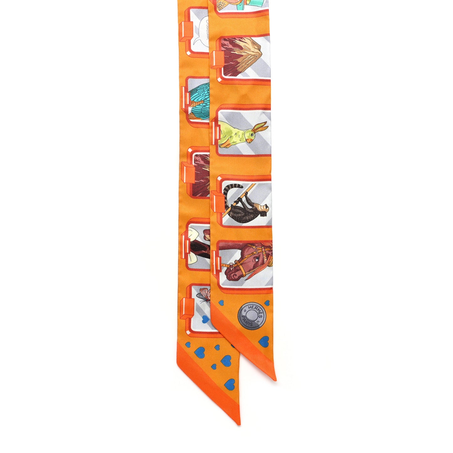 Silk Hermes Story Twilly Mangue Gris Multicolor