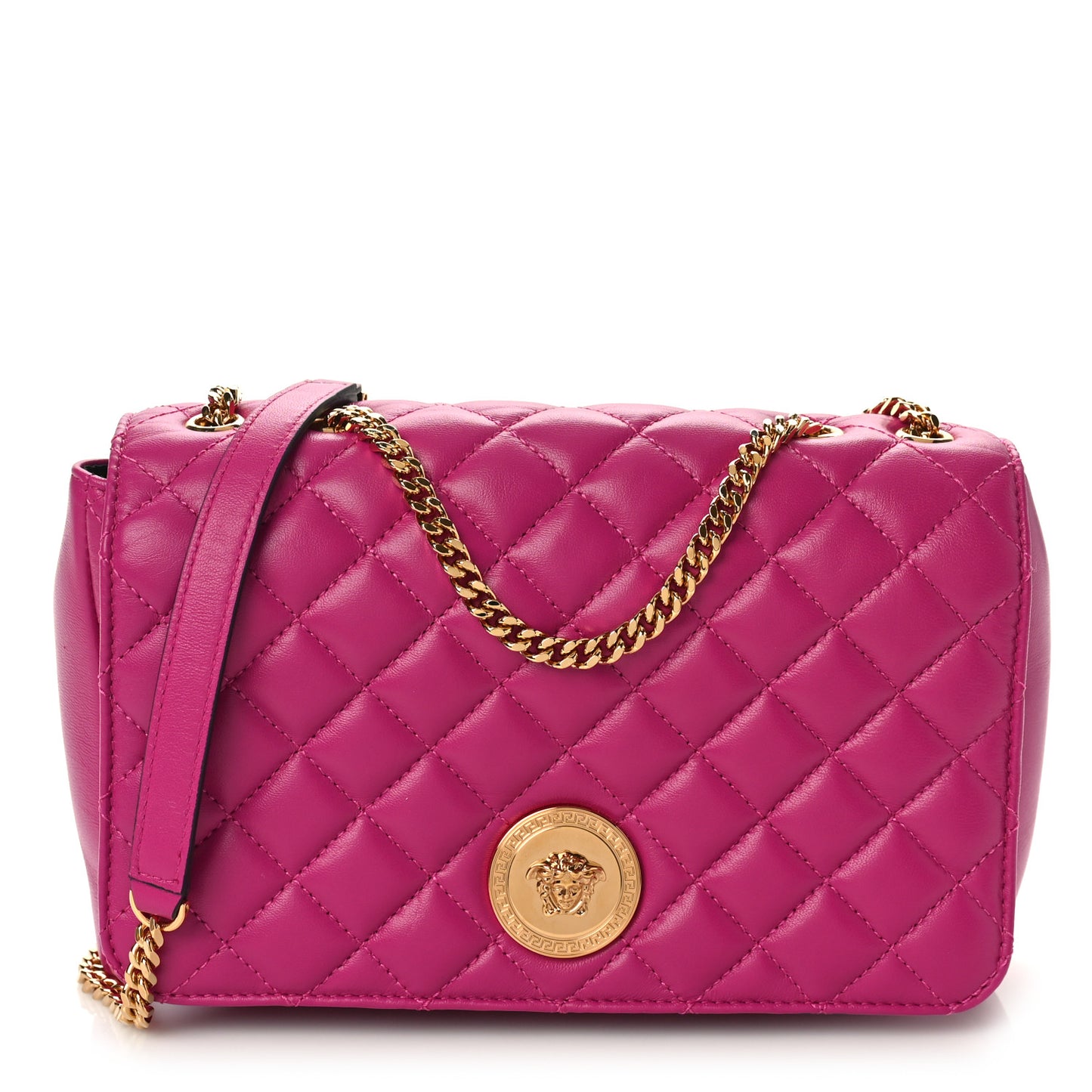 Nappa Quilted Medusa Chain Crossbody Pink