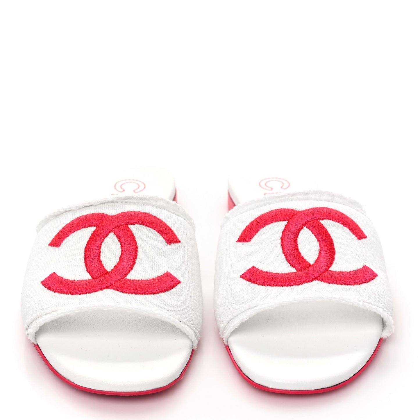 Jersey Knit CC Mules 37 White Fuchsia
