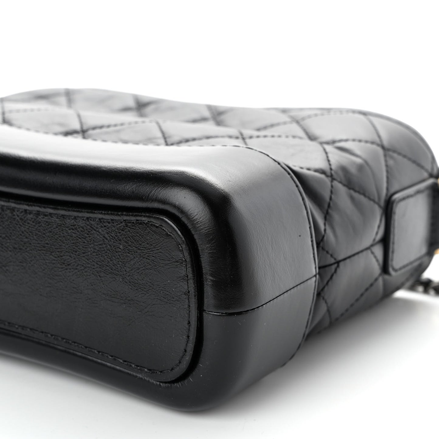 Aged Calfskin Quilted Small Gabrielle Hobo Black