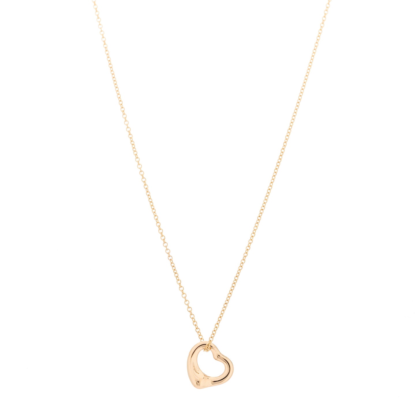 18K Rose Gold 11mm Elsa Peretti Open Heart Pendant Necklace