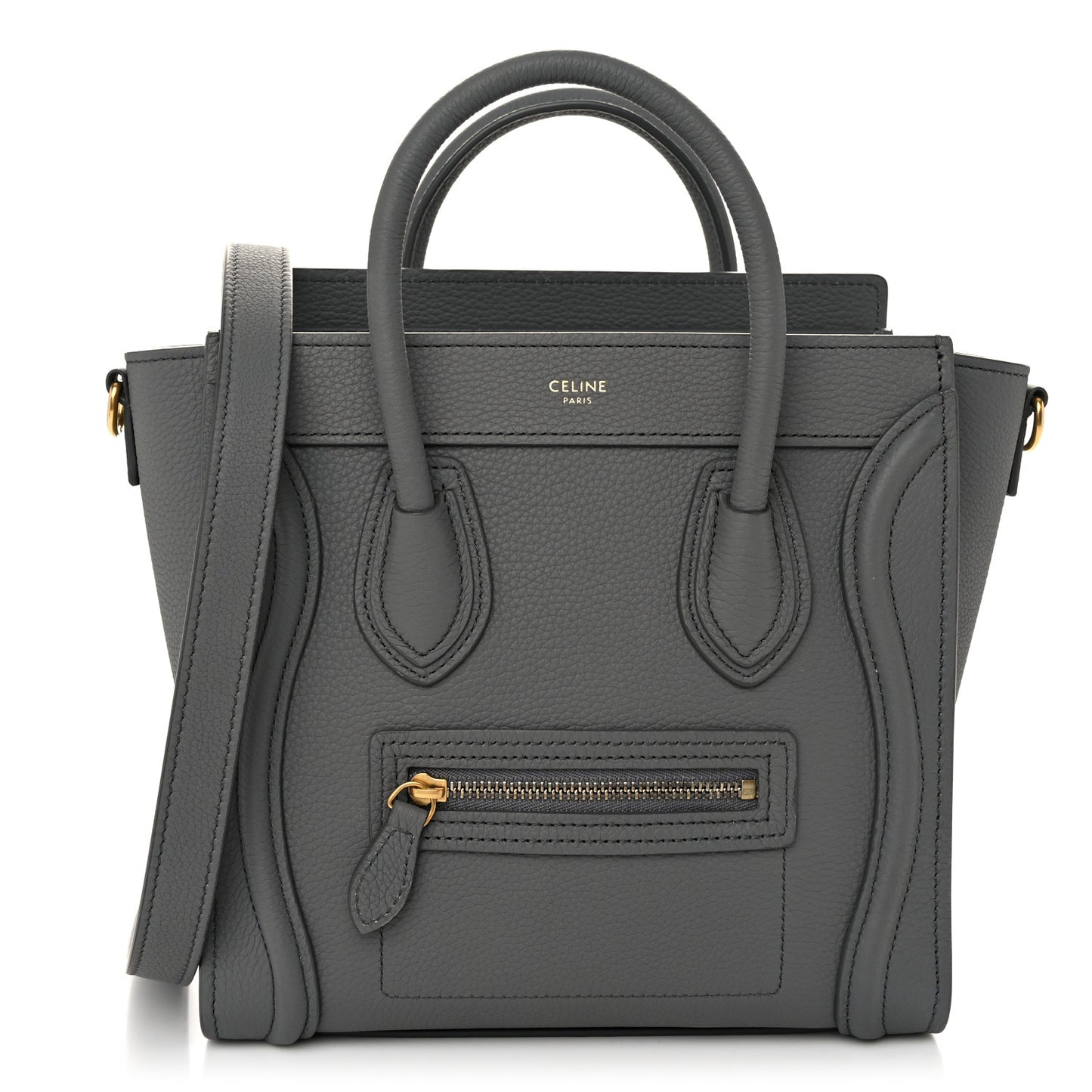 Baby Drummed Calfskin Nano Luggage Kohl