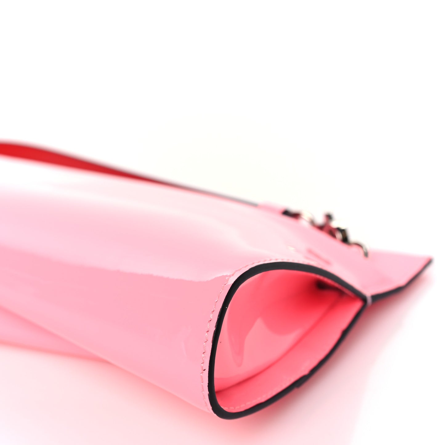 Patent Small Loubi Twist Zip Chain Clutch Bag Bubble Gum