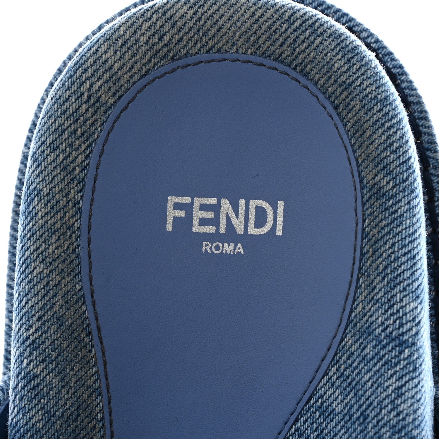 Fendi Denim Jacquard FF Womens Fendi Feel Buckled Slide Sandals 37 Blue 8 of 15