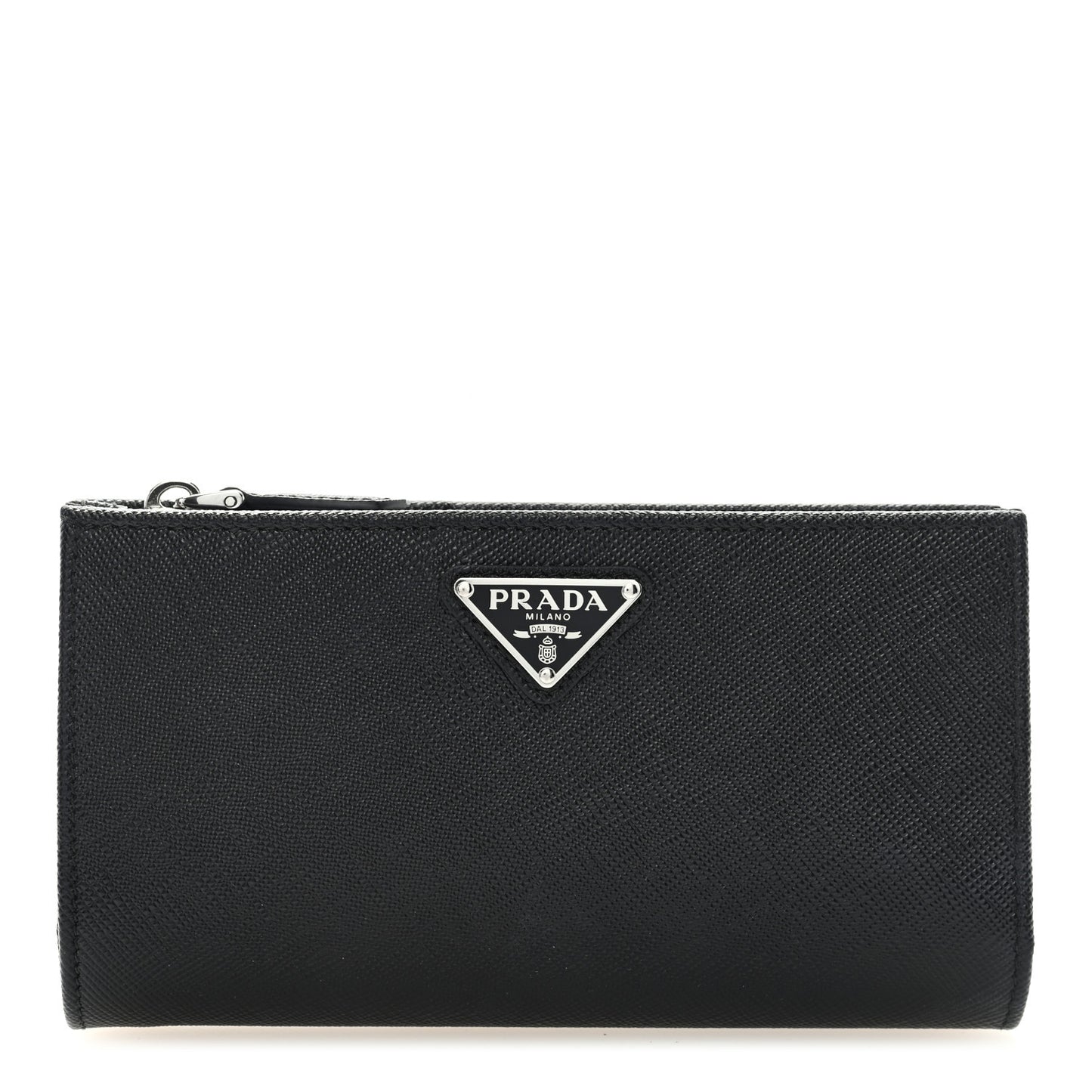 Saffiano Metal Large Zip Wallet Black