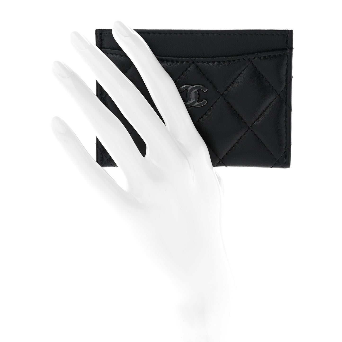 Lambskin Quilted Card Holder So Black