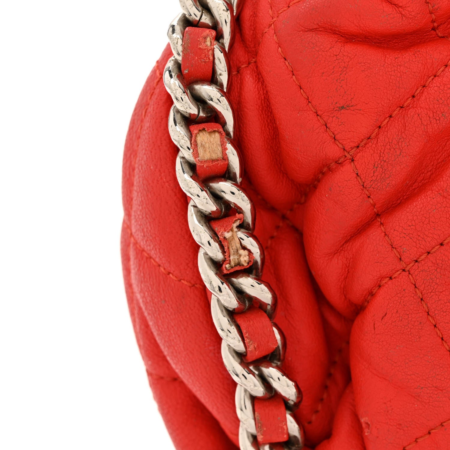 Chanel Washed Lambskin Quilted Medium Chain Around Messenger Red 19 of 20