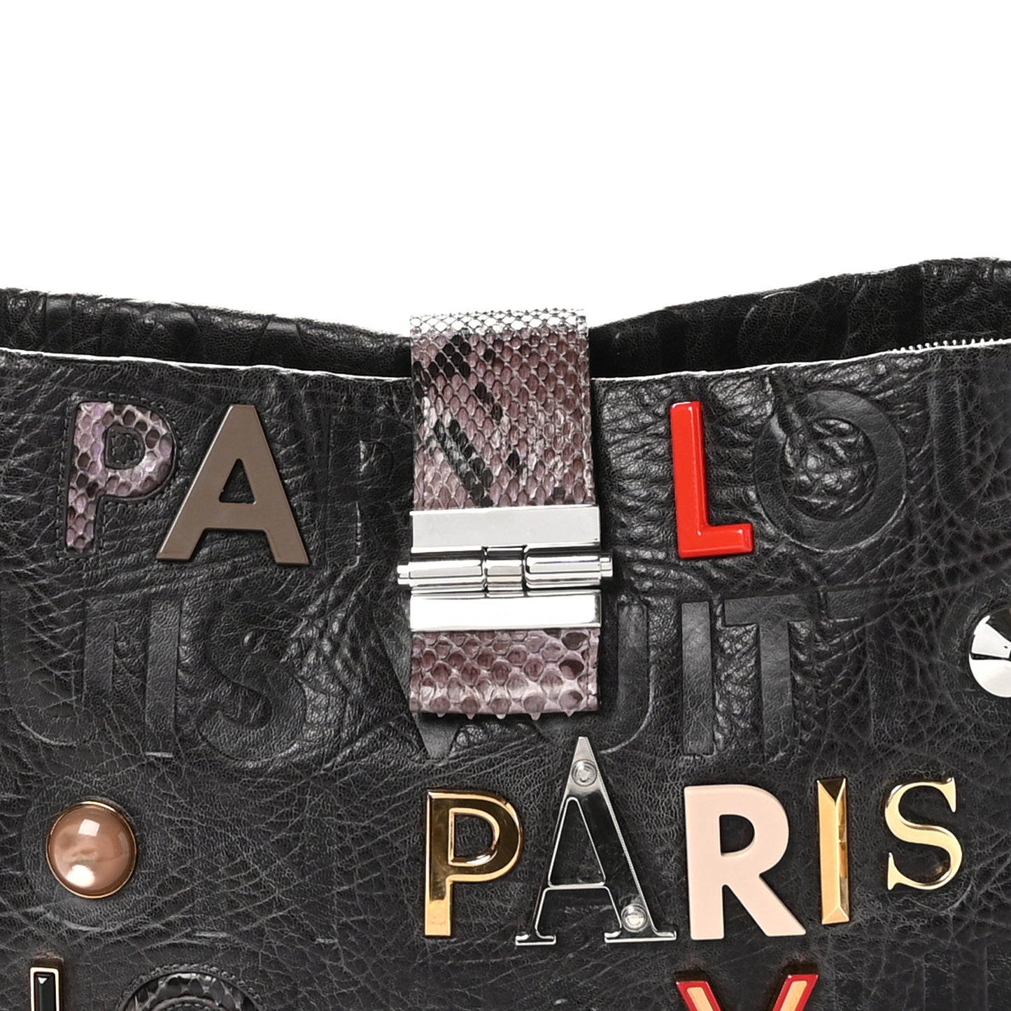 Snakeskin Lambskin Monogram Collage Lutece Grey