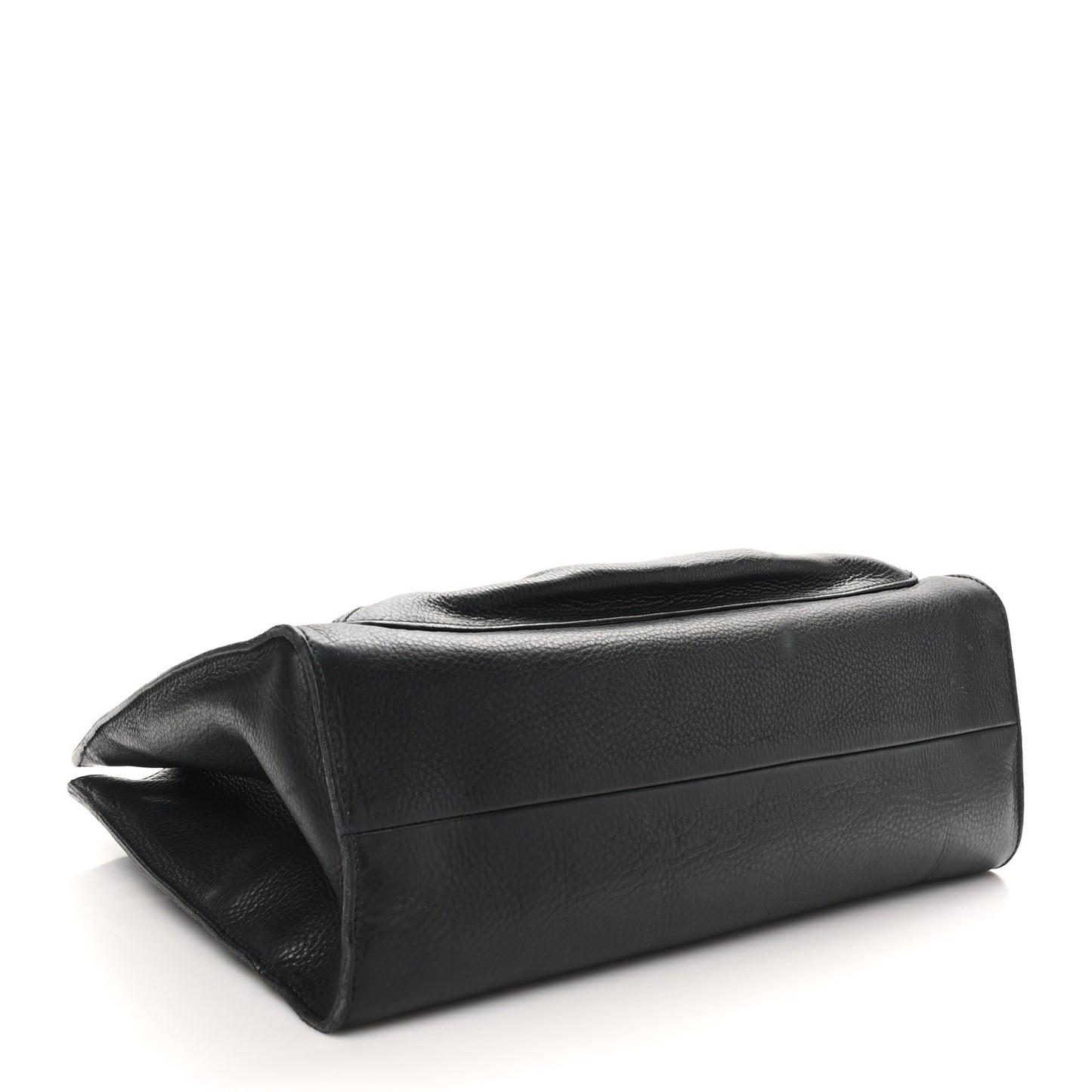 Calfskin Bamboo Handle Tote Black