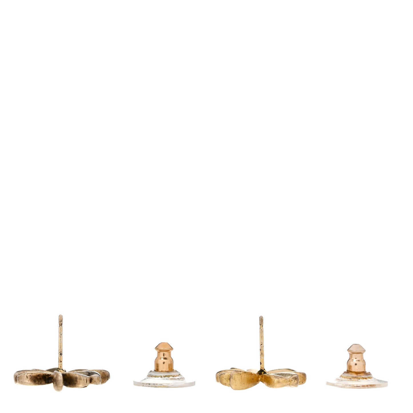 Metal Clover CC Earrings Gold