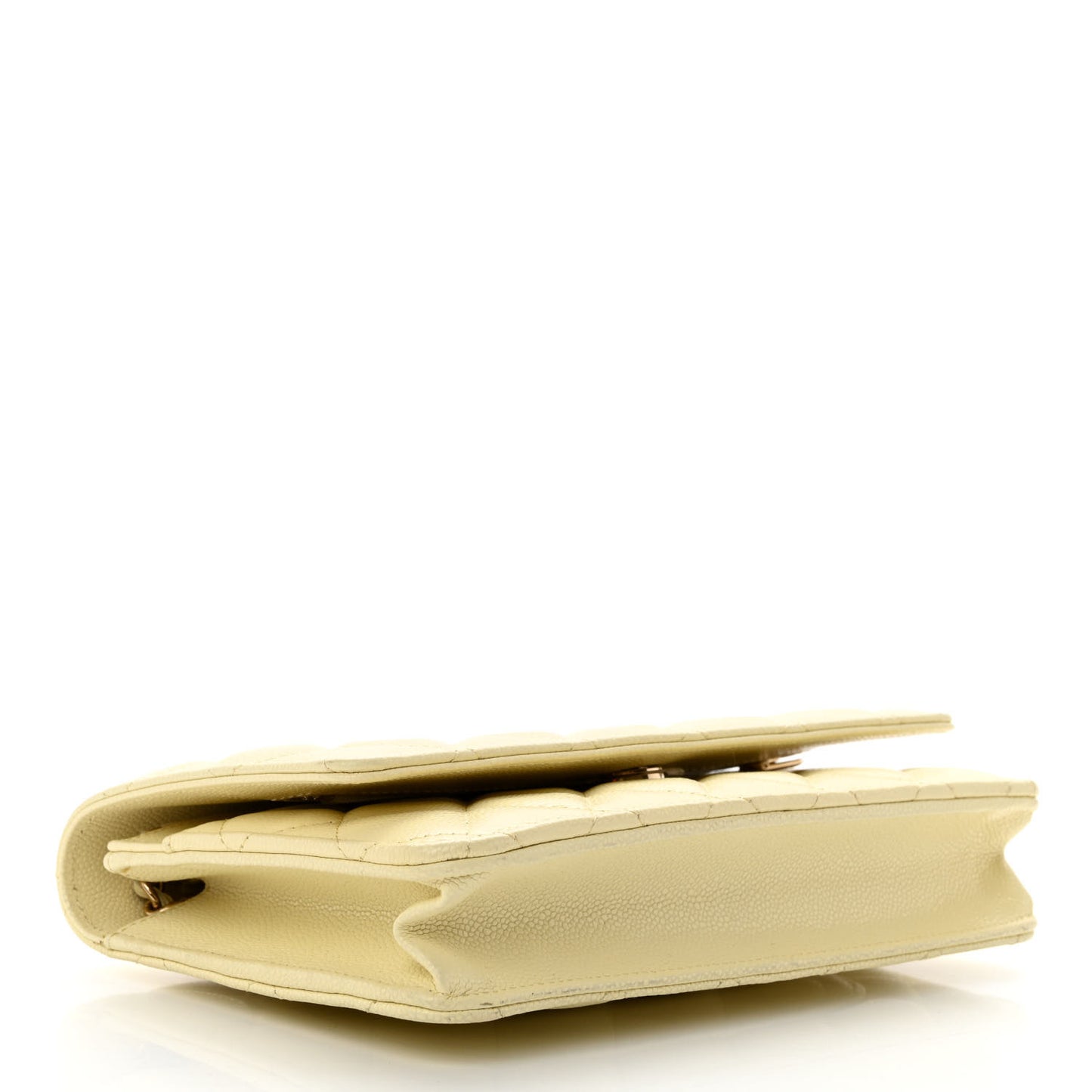 Caviar Quilted Wallet on Chain WOC Light Yellow