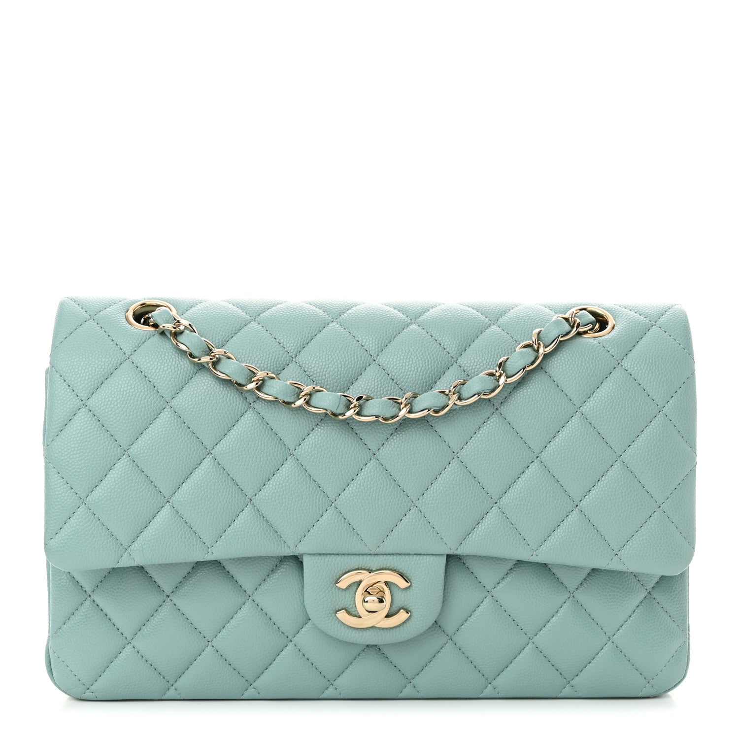 Chanel Caviar Quilted Medium Double Flap Light Blue 1 of 12