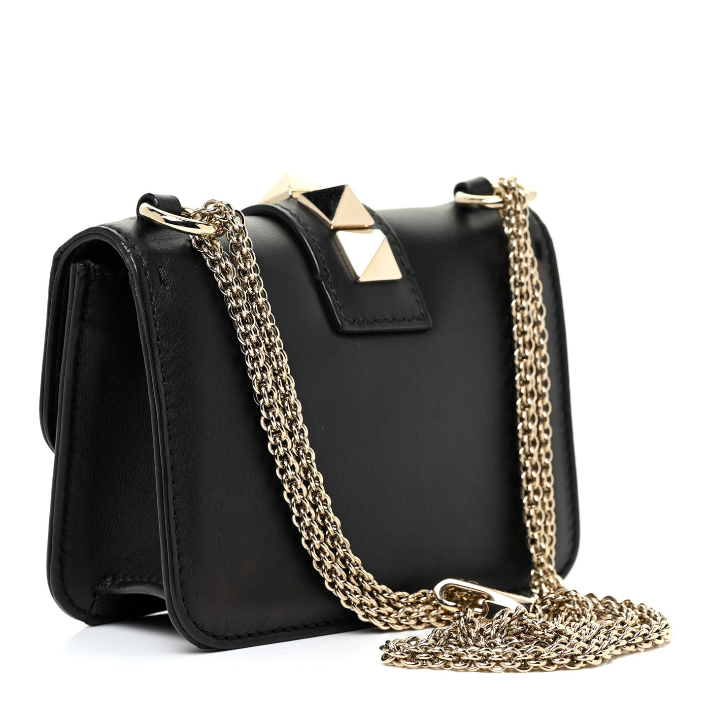 Vitello Mini Glam Lock Rockstud Flap Black