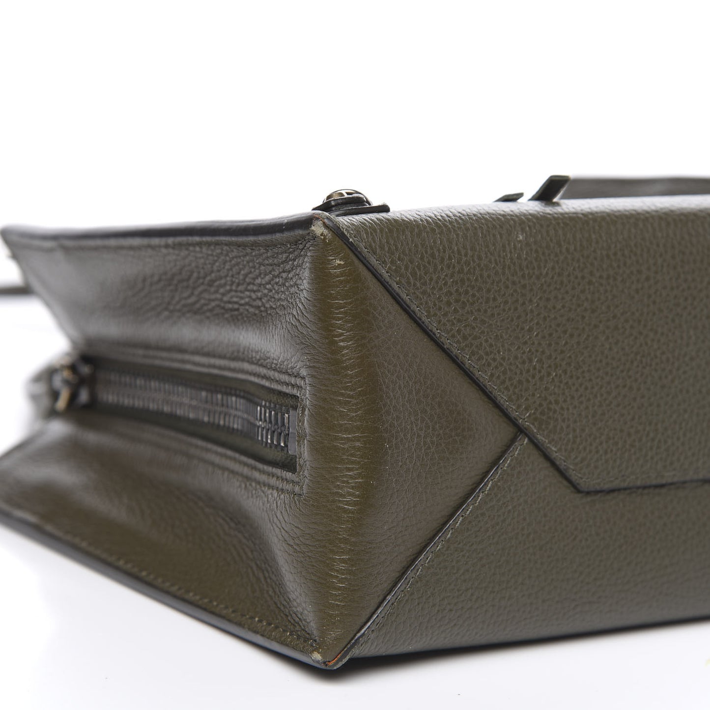 Grained Calfskin Papier Mini A4 Zip Around Tote Green