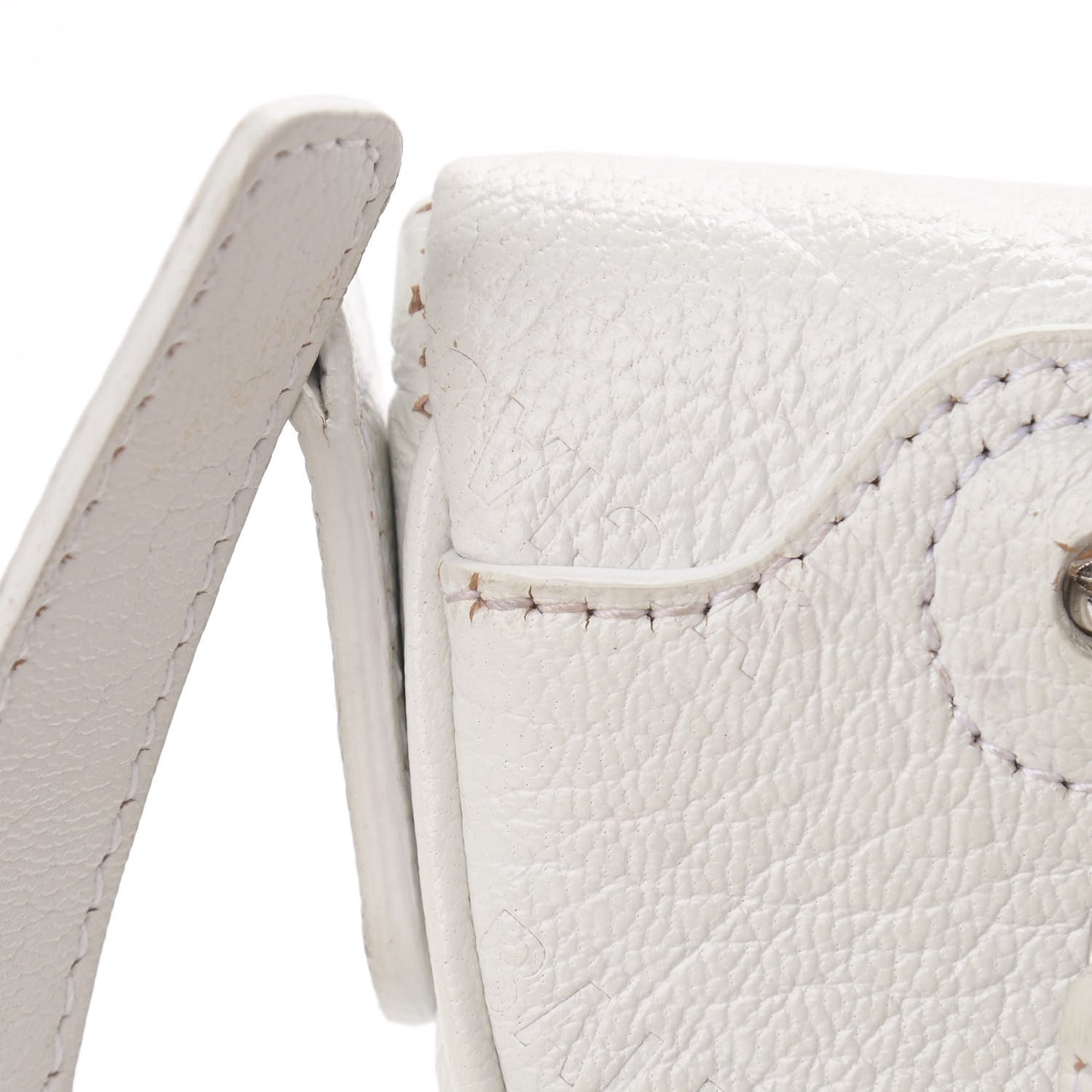Shiny Goatskin Allover Logo Embossed XXS Souvenir Belt Bag White