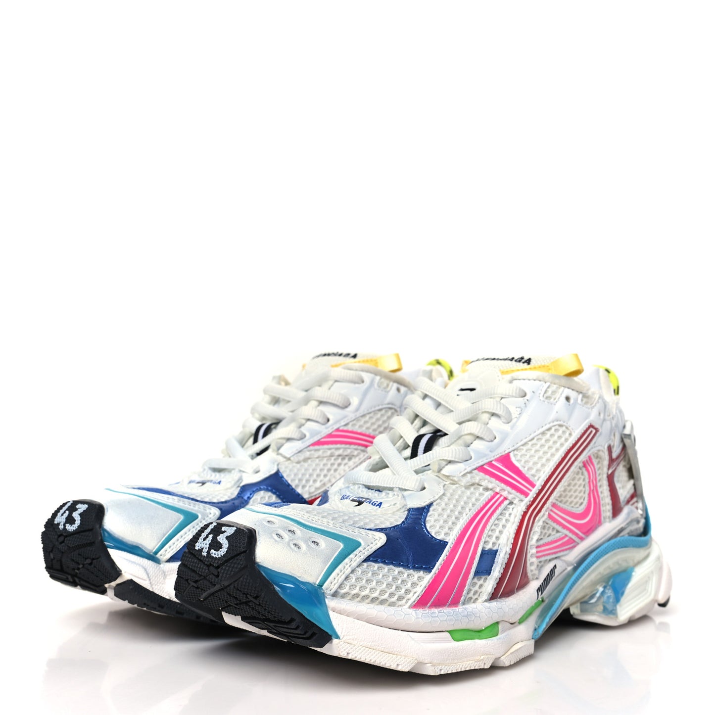 Mesh Rubber Distressed Mens Runner Sneakers 43 Multicolor